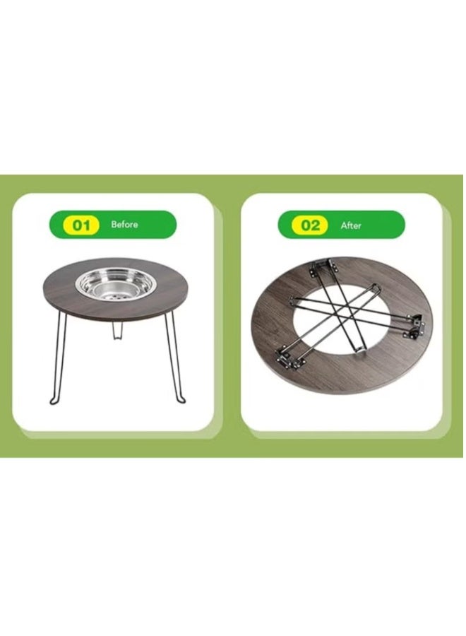 طقم طاولة شواء، أرجل دائرية قابلة للطي، شواية فحم، طاولة موقد، متعددة الوظائف، قابلة للطي، طاولة شواء وحفرة نار للطهي في الهواء الطلق والنزهات - Image 4